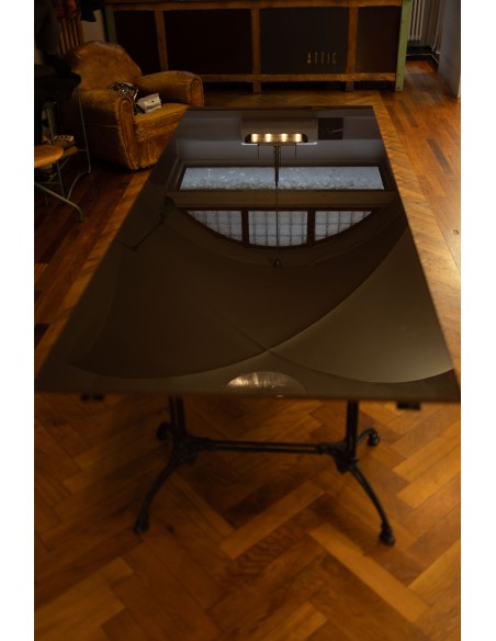 Tavolo vetro gambe anni '50